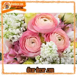 پوستردیواری گل سنبل و رز صورتی