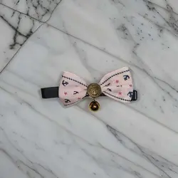 قلاده پاپیون دار مخصوص سگ و گربه طرح دار صورتی