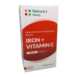 Natures Plenty Iron+Vitamin C Cap | کپسول آیرون + ویتامین ث نیچرز پلنتی