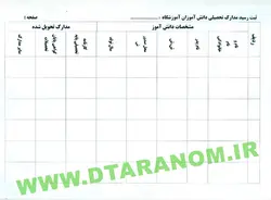 دفتر رسید مدارک تحصیلی دانش آموزان