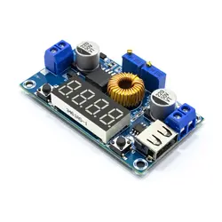 ماژول كاهنده XL4015 DC TO DC با قابليت تنظيم ولتاژ و جريان 5 آمپر با نمايشگر و  USB
