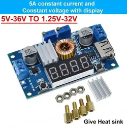 ماژول كاهنده XL4015 DC TO DC با قابليت تنظيم ولتاژ و جريان 5 آمپر با نمايشگر و  USB