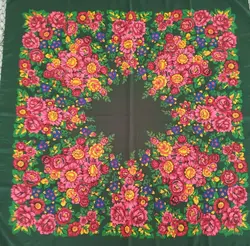 چارقاد یا روسری ترکمنی سنتی طرح پرگل سبز