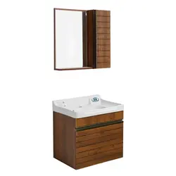 ست کابینت و روشویی مدل کویینتو طرح چوب کد 104 به همراه آینه و باکس
