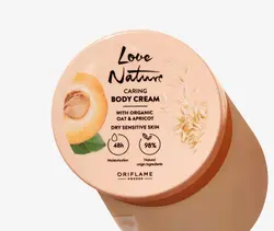کرم بدن مراقبت کننده Love Nature با جو و زردآلو طبیعی اوریفلیم