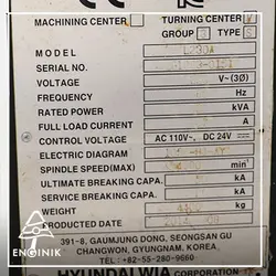 دستگاه cnc تراش افقی 2محور HYUNDAI کره مدل WIA L230A