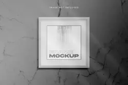 دانلود قالب لایه باز موکاپ قاب مربعی روی دیوار سنگی