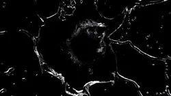 دانلود فوتیج نمای بسته از شبیه سازی سه بعدی پاشیدن آب