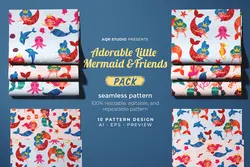 دانلود پترن بدون درز پری دریایی کوچولو