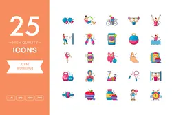 دانلود وکتور مجموعه آیکون تمرین بدنسازی