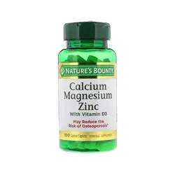 قرص کلسیم منیزیم زینک نیچرز بونتی 100عددی | Calcium Magnesium Zinc Nature’s Bounty