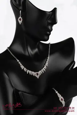 سرویس نقره طرح جواهر نگین قرمز ES_7021