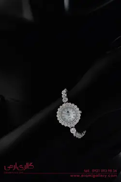ساعت نقره زنانه طرح جواهر نگین دار ES_7620