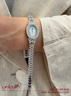 ساعت نقره زنانه طرح جواهر نگین دار ES_5700