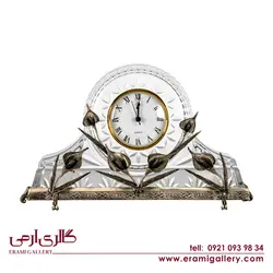 ساعت شومینه ای نقره و کریستال طرح گل شیپوری ES_4620