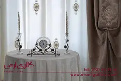 ساعت شومینه ای نقره و کریستال طرح گل شیپوری ES_4620