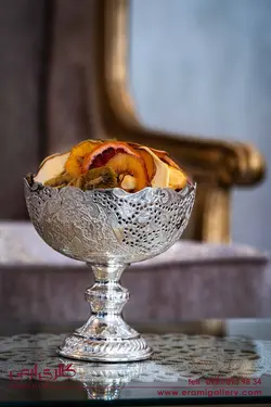 کاسه نقره قلم گل و مرغ ES_6570