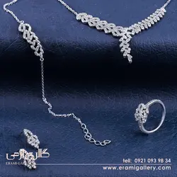 سرویس نقره زنانه طرح جواهر نگین دار ES_4187