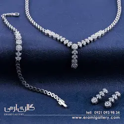 سرویس نقره زنانه طرح جواهر نگین دار ES_1924