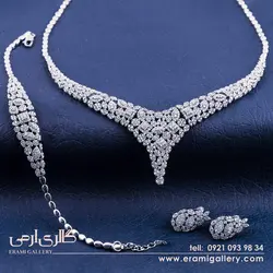 سرویس نقره زنانه طرح جواهر نگین دار ES_2433