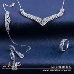 سرویس نقره زنانه طرح جواهر نگین دار ES_2736