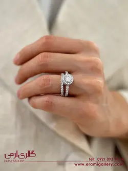 حلقه و پشت حلقه نقره زنانه نگین دار ES_3164