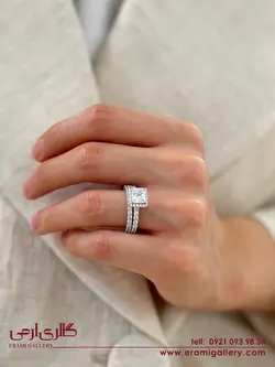 حلقه و پشت حلقه نقره زنانه نگین دار ES_5283