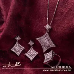 ست نقره طرح جواهر نگین دار ES_1833