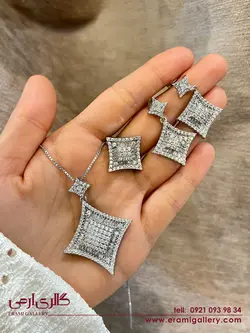 ست نقره طرح جواهر نگین دار ES_1833
