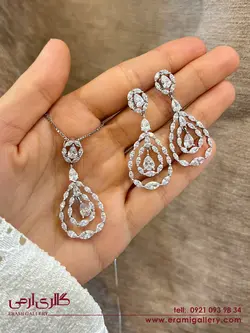 نیم ست نقره طرح جواهر مارکیز ES_3859