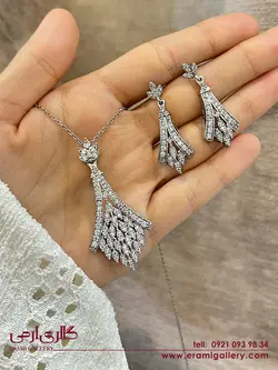 نیم ست نقره طرح جواهر مارکیز ES_1030