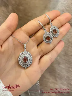 نیم ست نقره طرح جواهر با سنگ تورمالین ES_4660