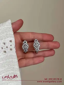 گوشواره نقره طرح جواهر نگین مارکیز ES_1239