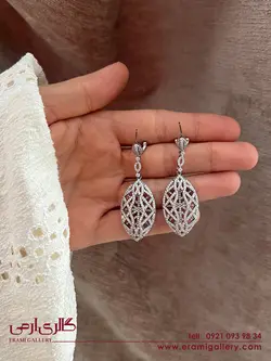 گوشواره نقره آویز طرح جواهر ES_900