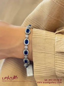 دستبند نقره طرح جواهر نگین سرمه ای ES_5335