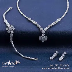 سرویس نقره زنانه طرح جواهر نگین دار ES_1116