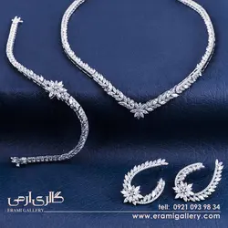 سرویس نقره زنانه طرح جواهر نگین دار ES_5201