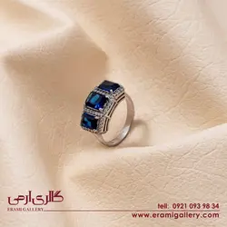 انگشتر نقره طرح جواهر نگین سرمه ای ES_3305