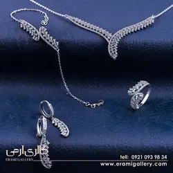 سرویس نقره زنانه طرح جواهر نگین دار ES_2735