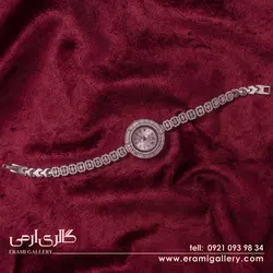 ساعت نقره زنانه طرح جواهر نگین دار ES_5191