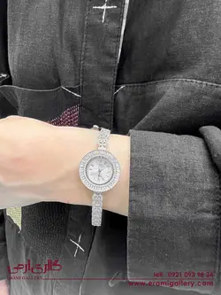 ساعت نقره زنانه طرح جواهر نگین دار ES_5191