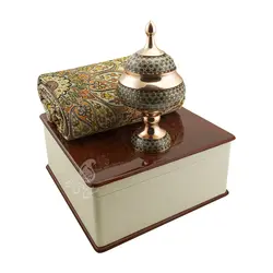 ست شکلات خوری مس و خاتم و ترمه (پرنیان خاتم)