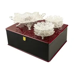 ست شیرینی خوری ملیله با جعبه چوب و چرم