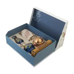 ست قندان مسی و فانوس در جعبه هاردباکس (شب چراغ)