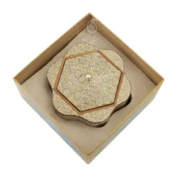 شکلات خوری شش گوش خاتم در جعبه هاردباکس طرح نگارگری