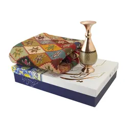 ست گلدان مس و خاتم (سایز 20) و گلیم در جعبه هاردباکس (ماهور خاتم)