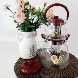 کتری قوری پیرکس گلدار