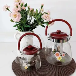 کتری قوری پیرکس گلدار