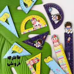 ست خطکش و گونیا نقاله چوبی