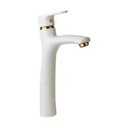 شیر روشویی پایه بلند راسان مدل صدف شیری طلایی